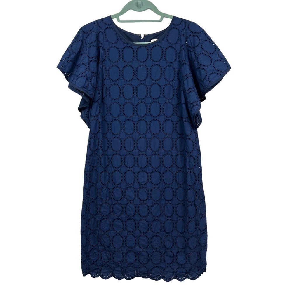 J. Crew Navy Eyelet Midi Dress
